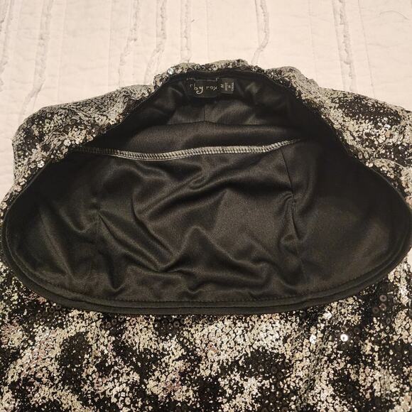 NWT Ruby Rox Black Silver Strapless Sequined Cocktail Formal Prom Dress, Medium - Picture 7 of 7